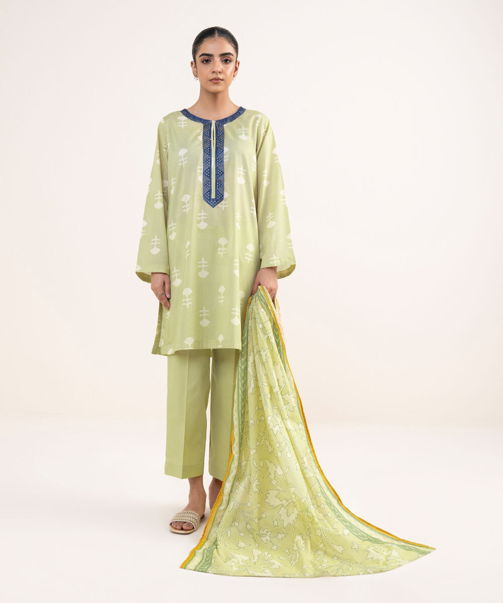 Fine Volie Green Printed Dupatta