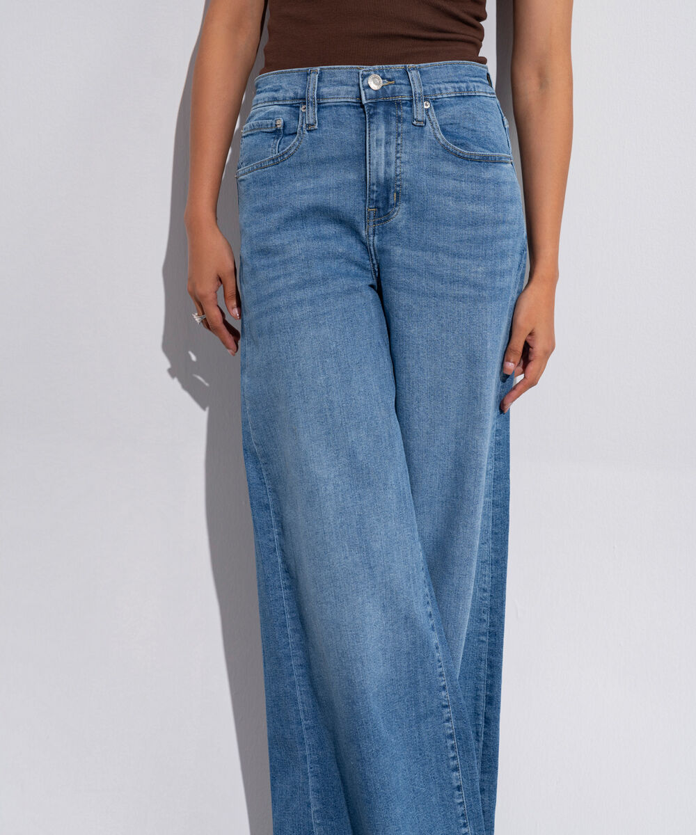 Women's Western Wear Denim Baggy Fit Indigo Blue - Light Worn Jeans