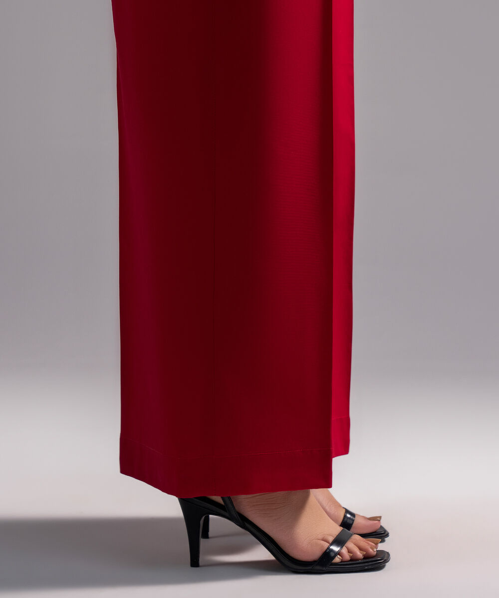 Women's RTW Cambric Solid Red Culottes