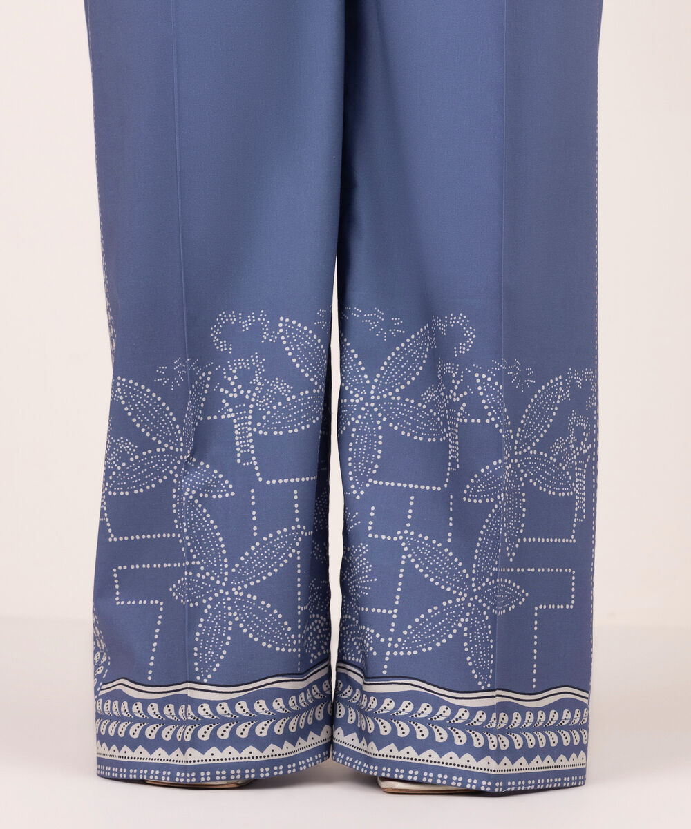 Women's RTW Lawn Printed Blue Culottes
