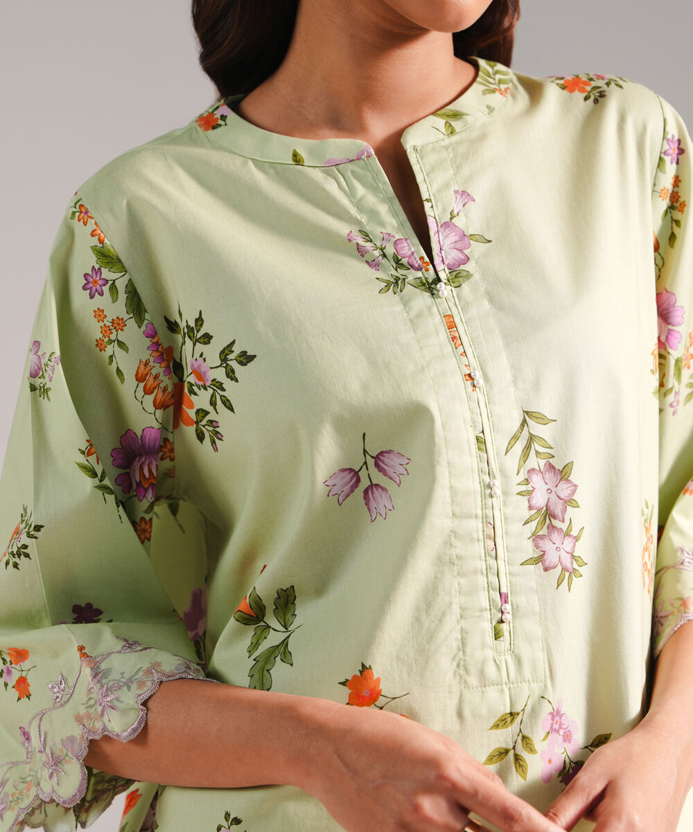 Women's RTW Lawn Printed Green 2 Piece Suit