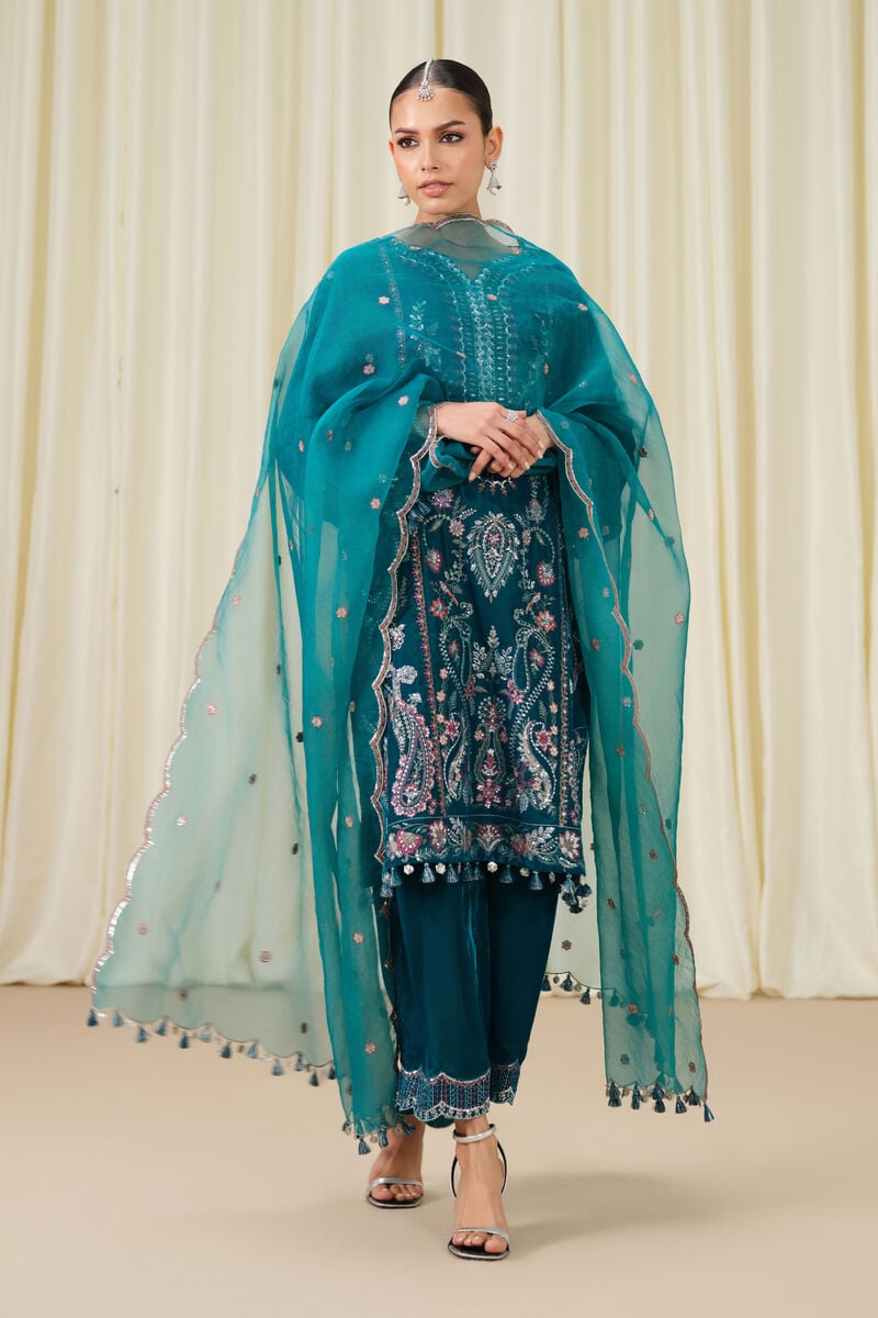 3 Piece - Embroidered Velvet Suit