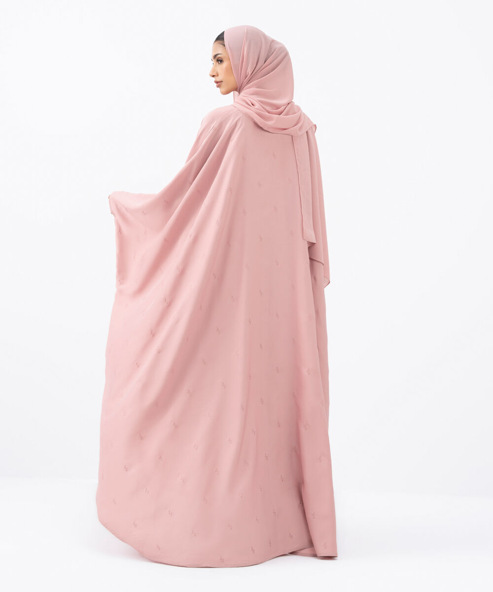 Women's Pink Polyester Abaya Set