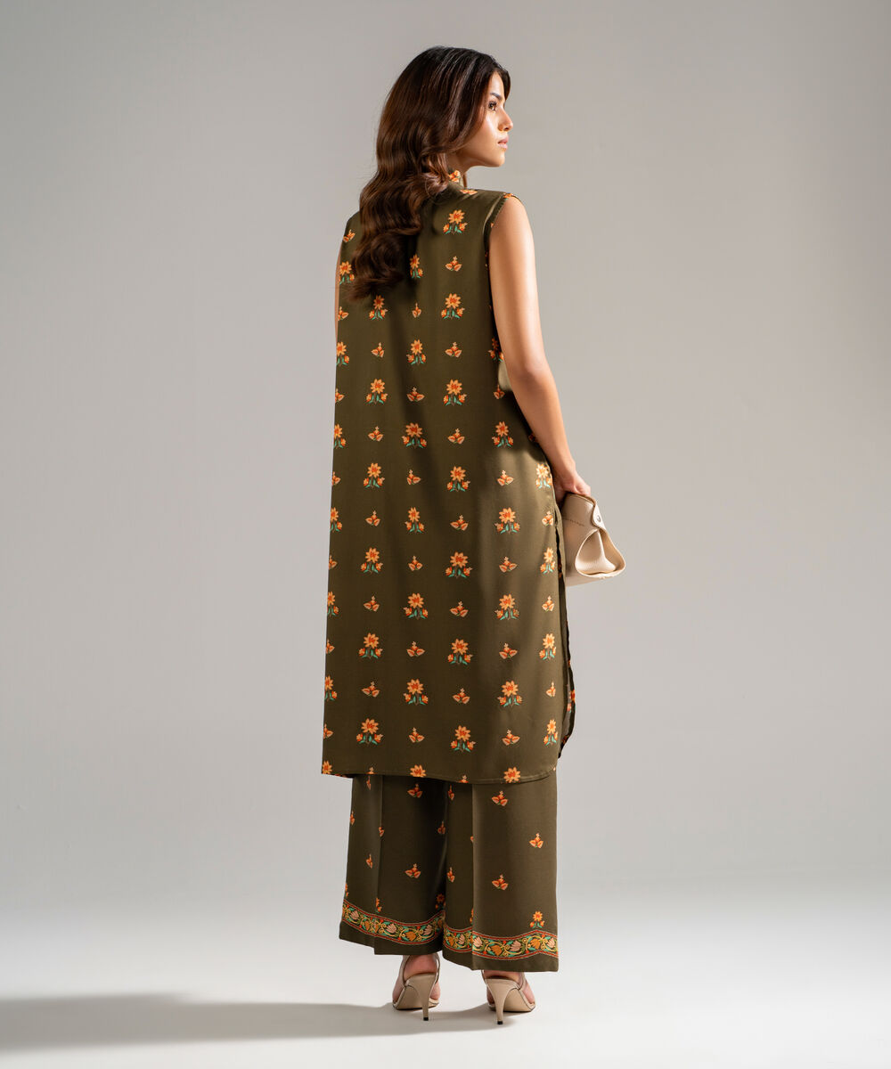 Women's RTW Arabic Lawn Printed Green 2 Piece Suit
