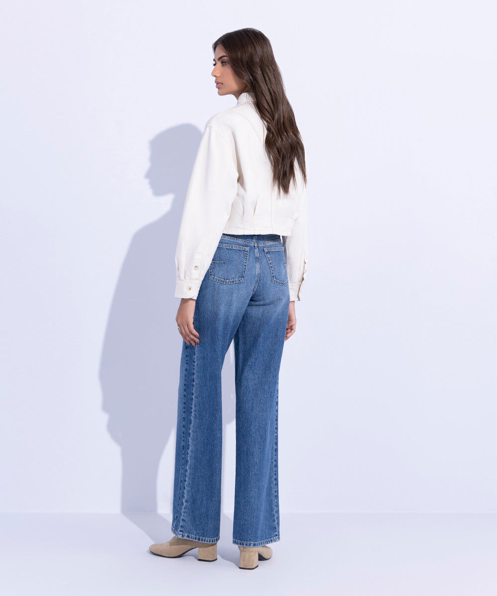 Woman - White Cropped Twill Jacket