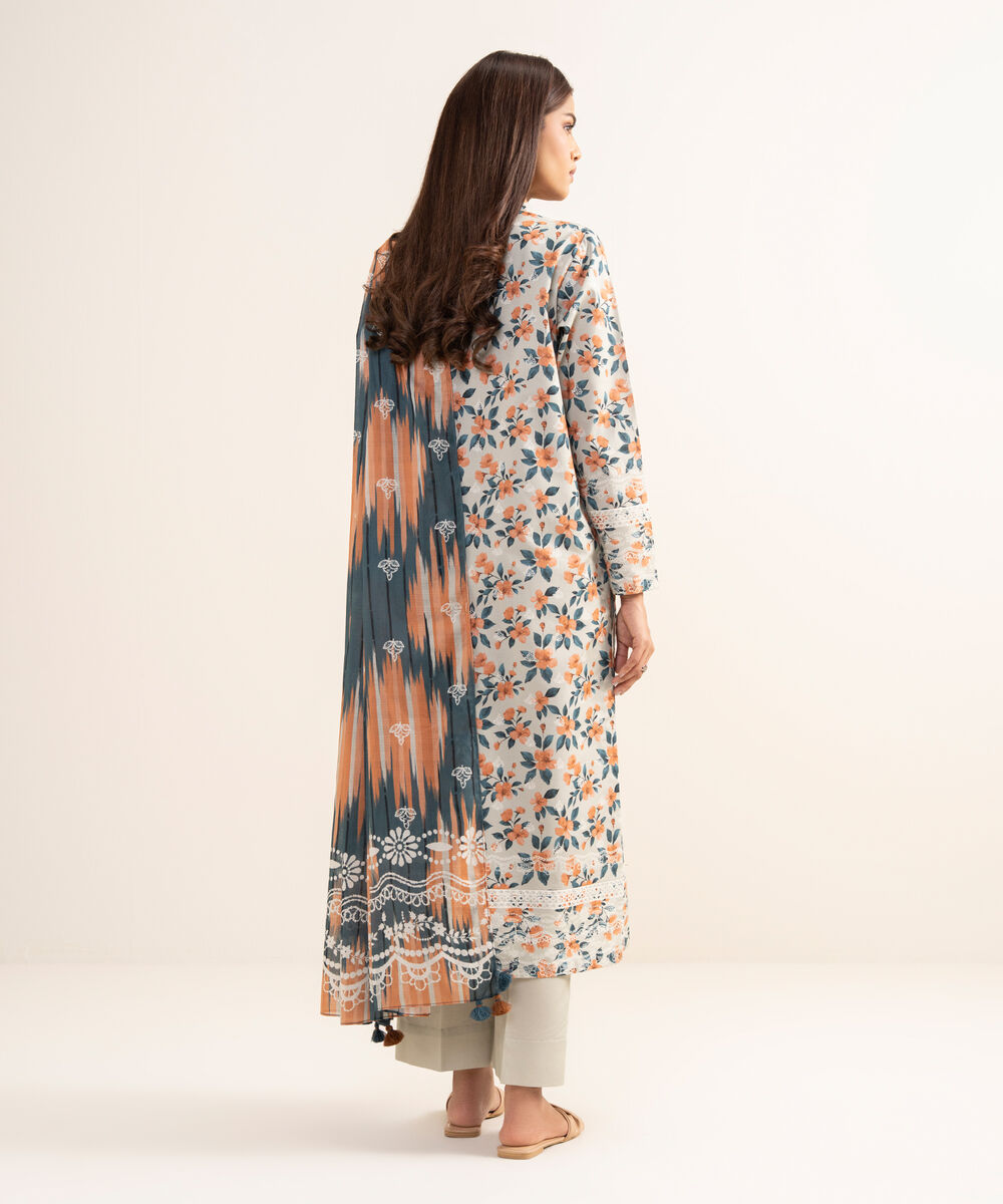 Women's Unstitched Lawn Printed Multi 3 Piece Suit