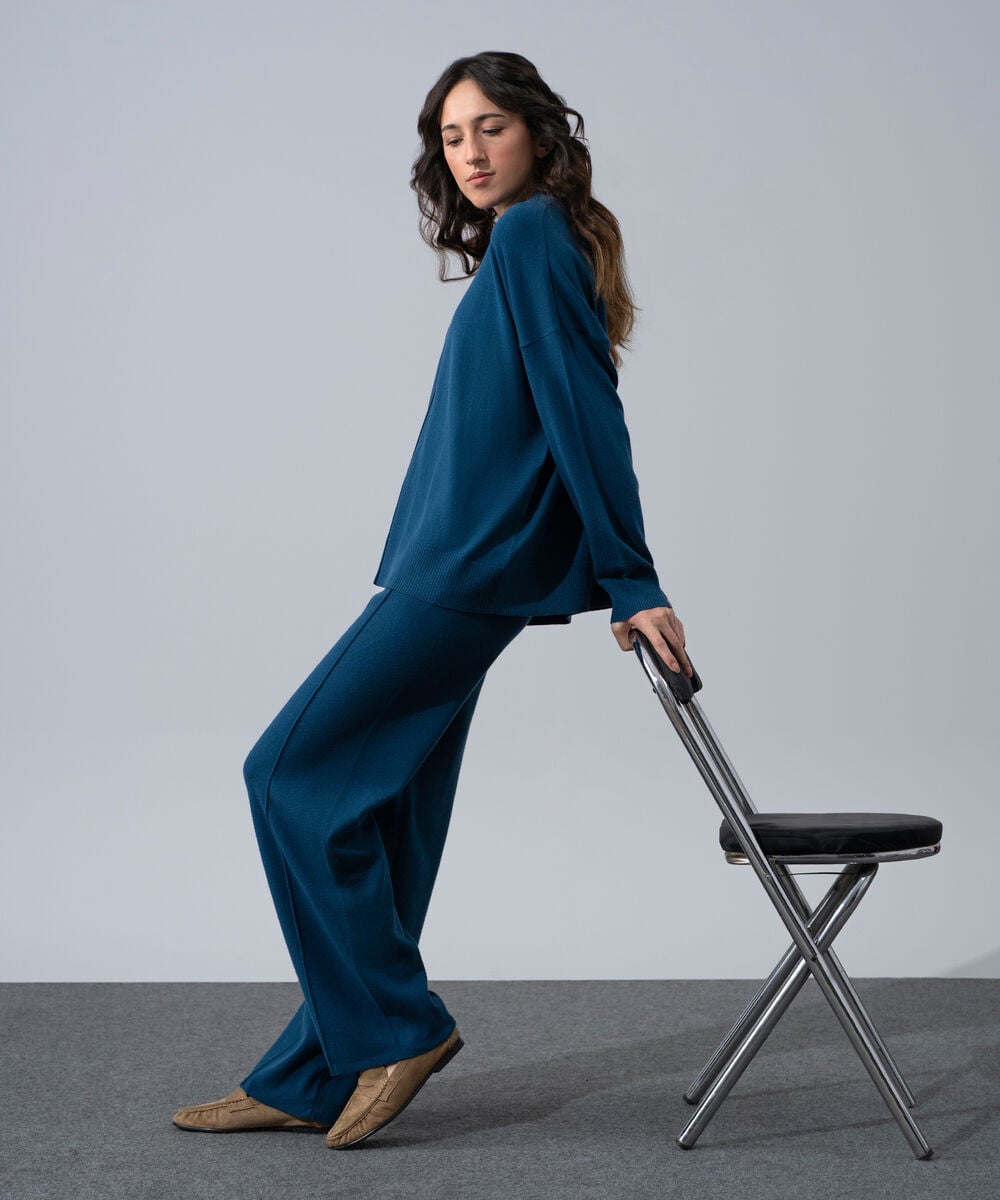 Women's Western Wear Blue Pull-On Knit Trousers