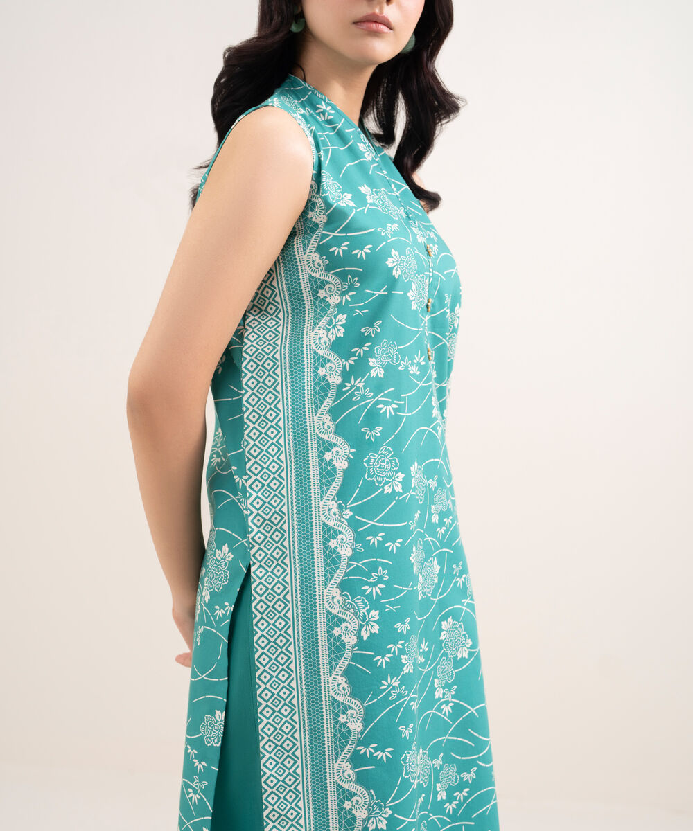 Women's Unstitched Lawn Printed Blue 3 Piece Suit