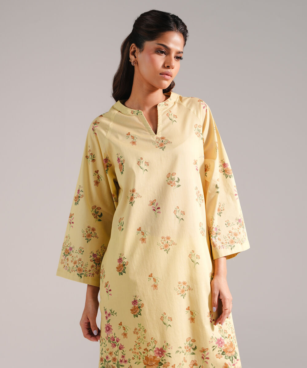 Women's RTW Lawn Embroidered Lime Yellow 2 Piece Suit