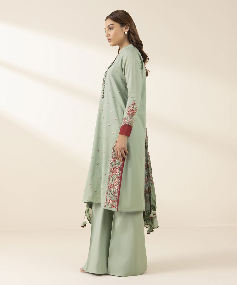 Unstitched Women's Green Cross Hatch Shirt Dupatta