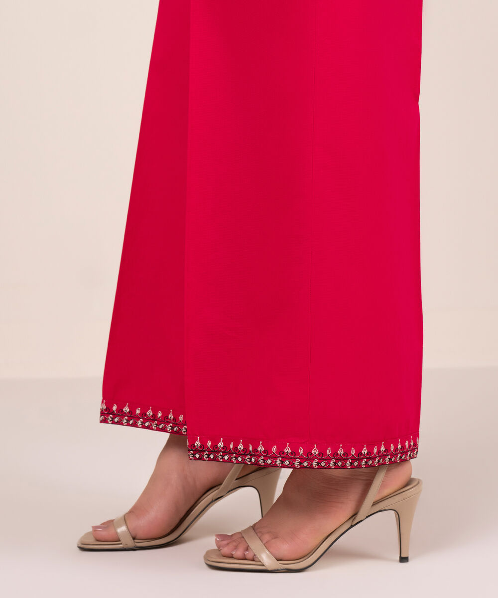 Women's RTW Cambric Embroidered Pink Culottes