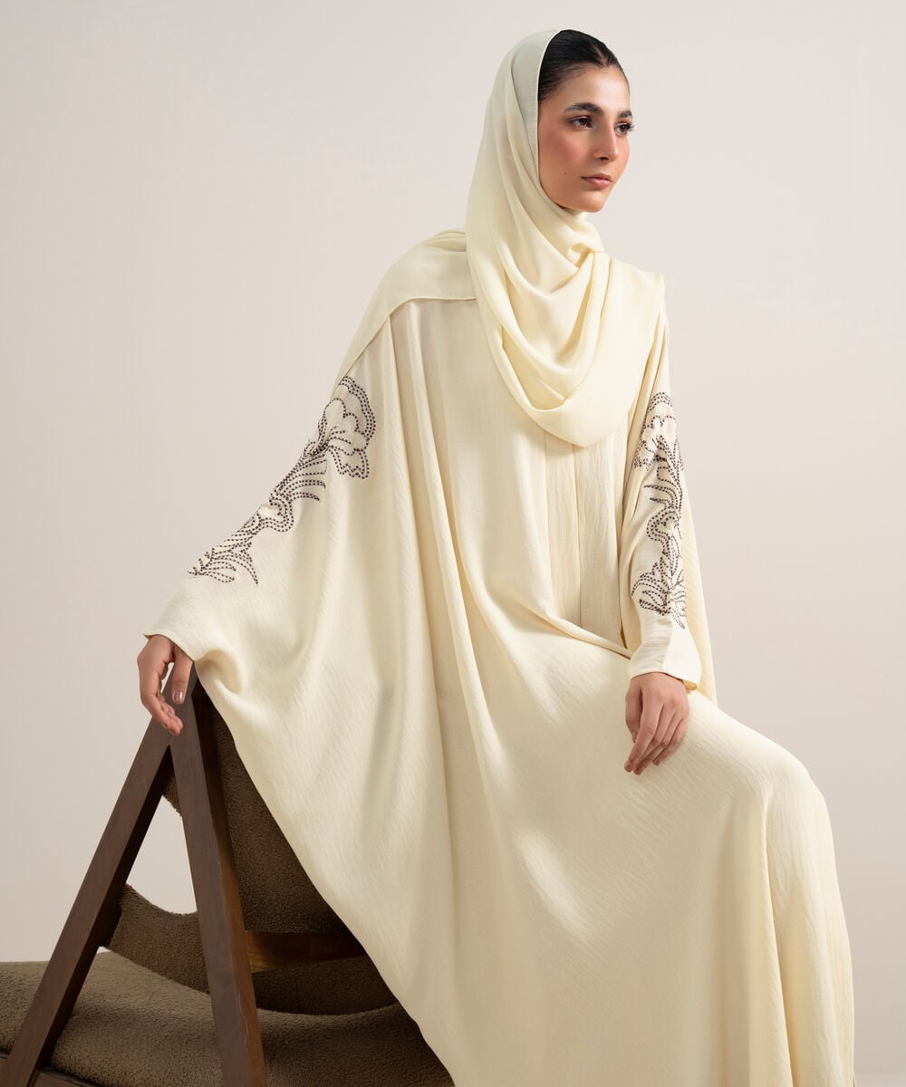 Women's Ivory Kaftan Abaya Set