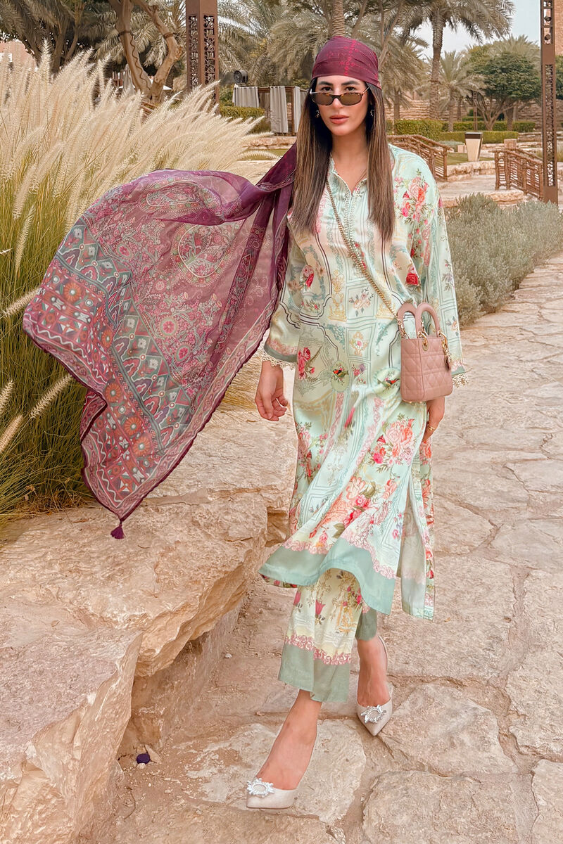 2 Piece - Printed Silk Suit