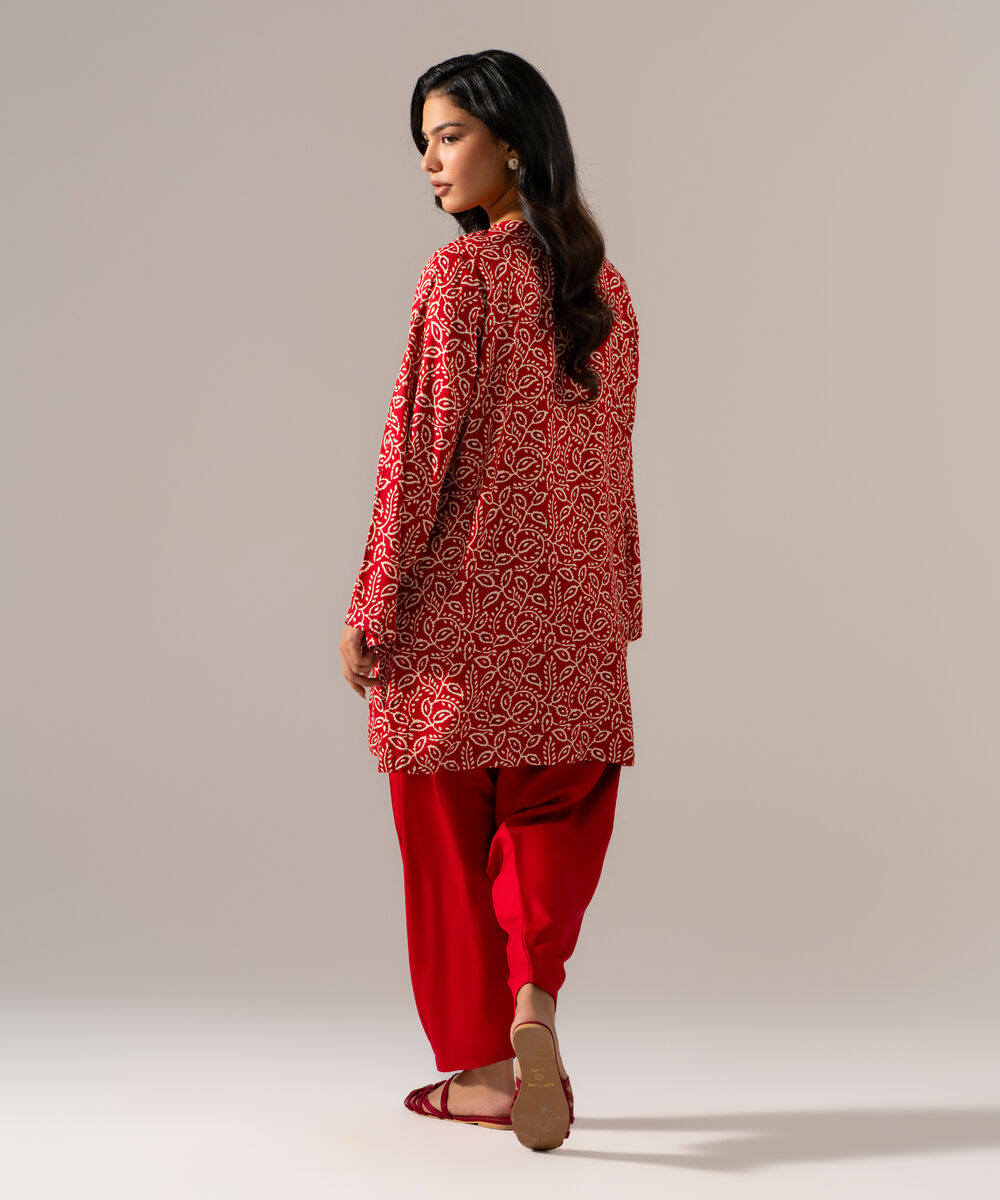 Women's RTW Viscose Marina Printed Red Straight Shirt