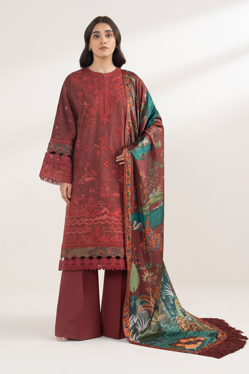 3 Piece - Embroidered Cotton Suit