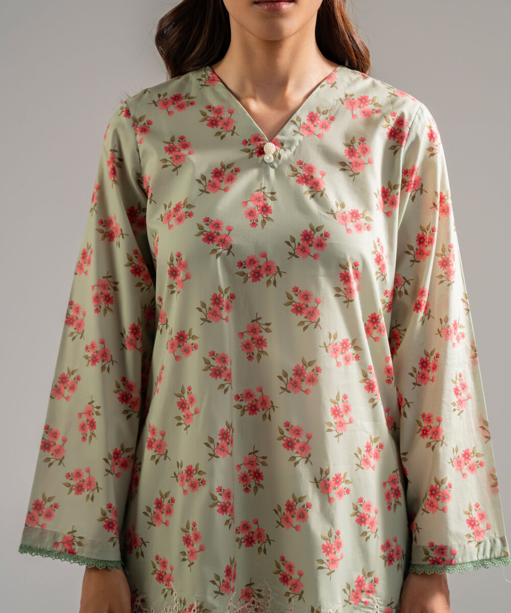 Women's RTW Lawn Embroidered Green 3 Piece Suit