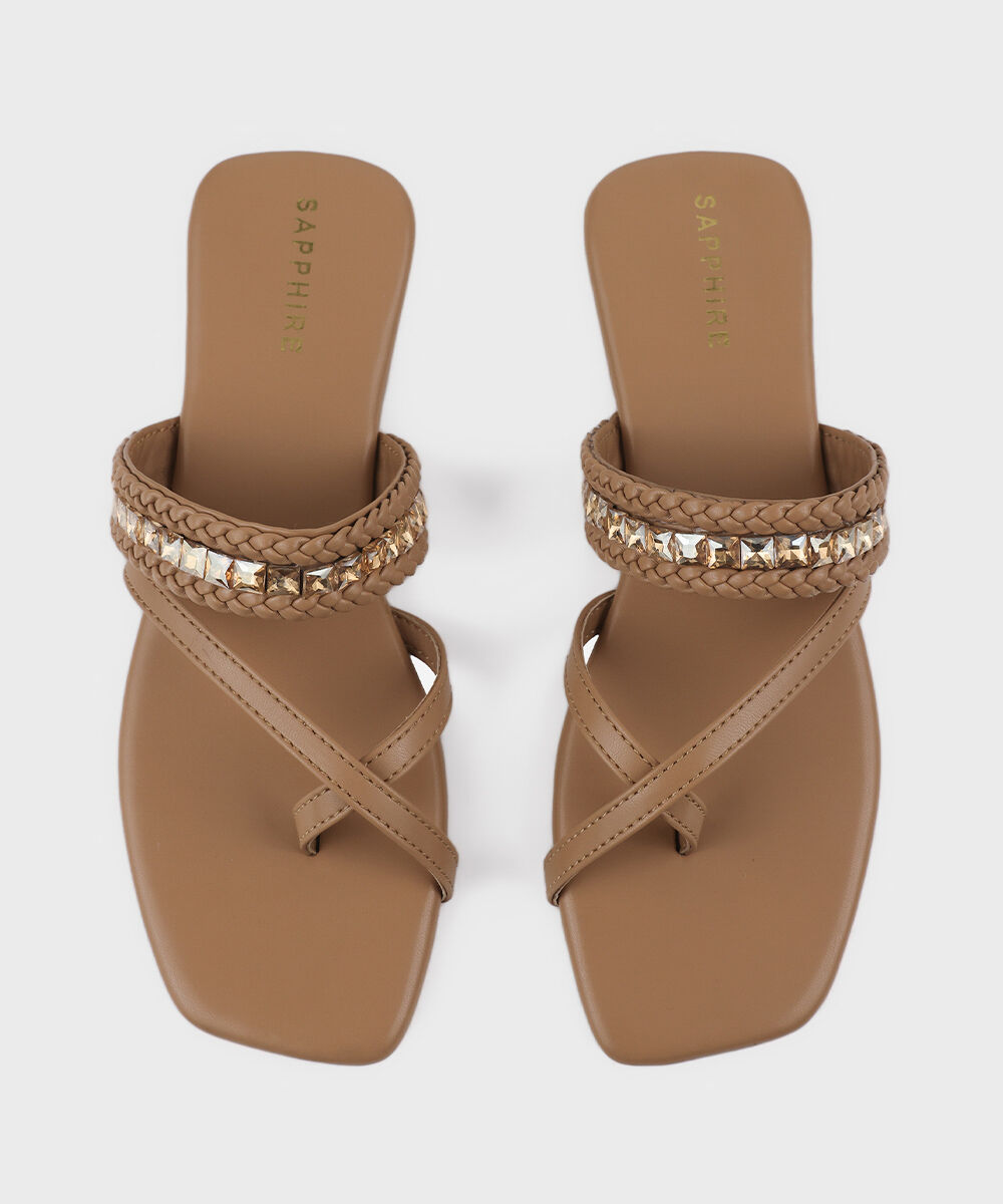 Woman - Brown Embellished Kolapuri