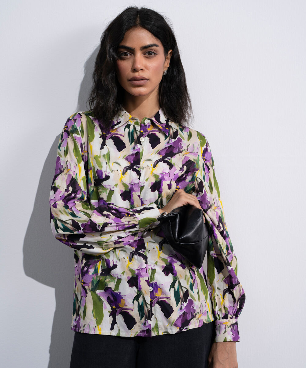 Women's Multi Abstract Printed Viscose Shirt