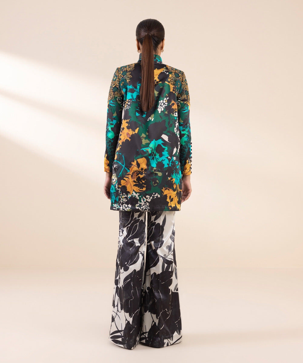 Woman - Multi 2 Piece - Embroidered Satin Suit