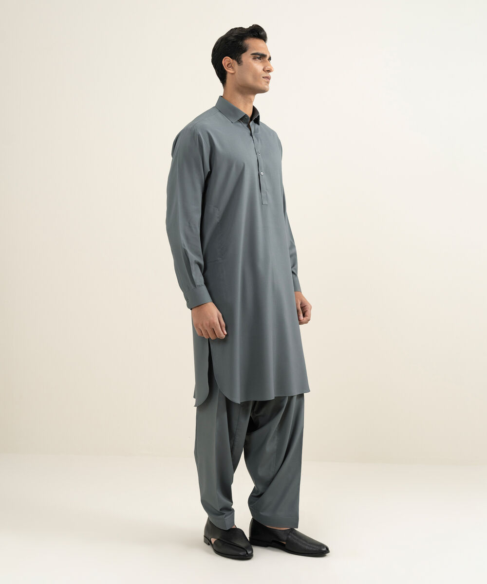Men's grey Wash & Wear Kameez Shalwar