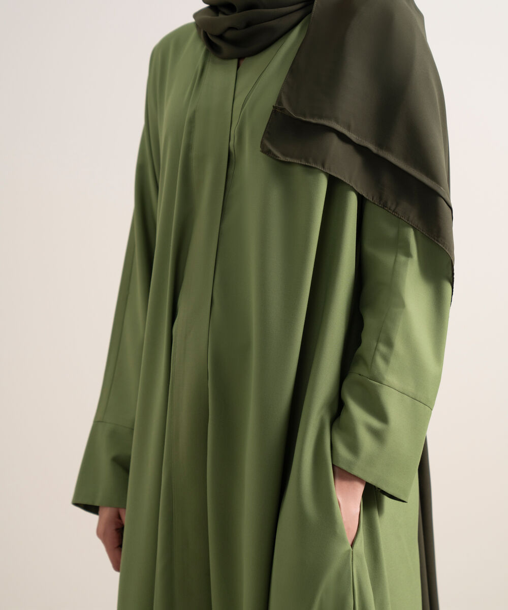 Women's Green Button Through Kimono Abbaya