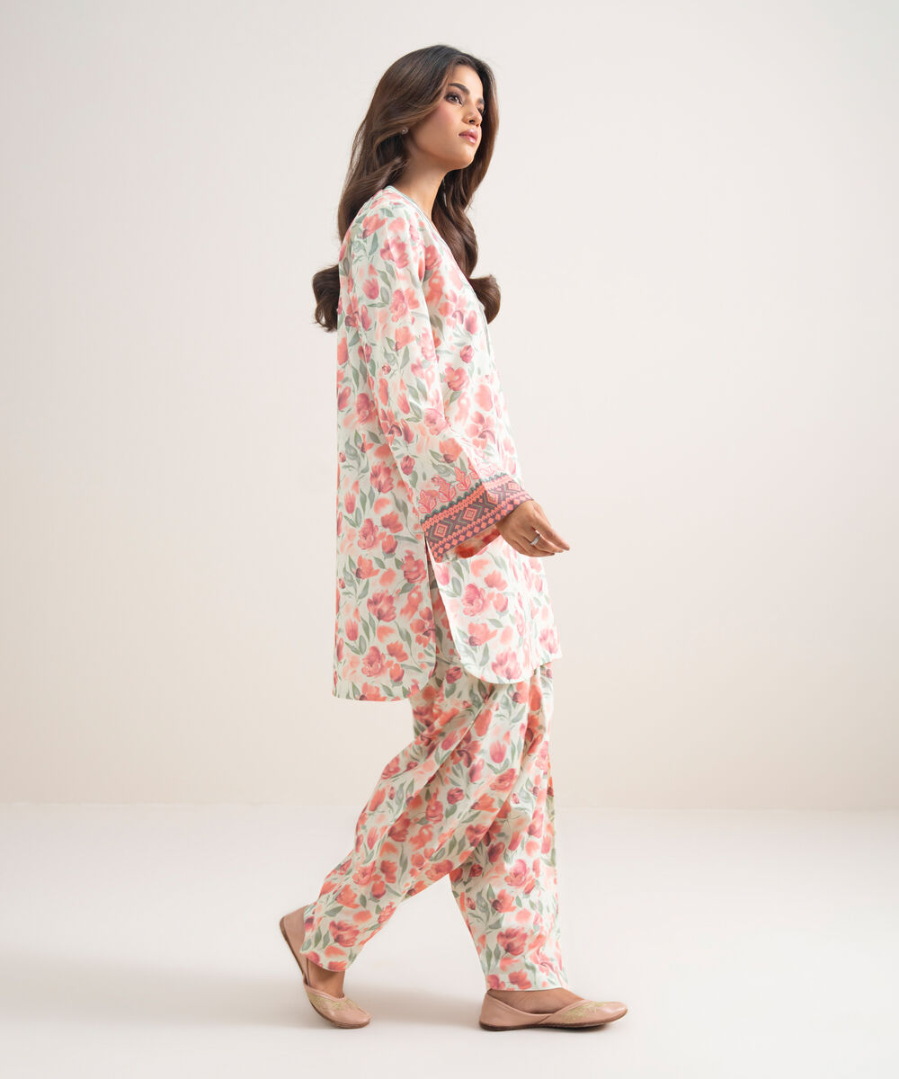 Women's Unstitched Lawn Embroidered Multi 2 Piece Suit