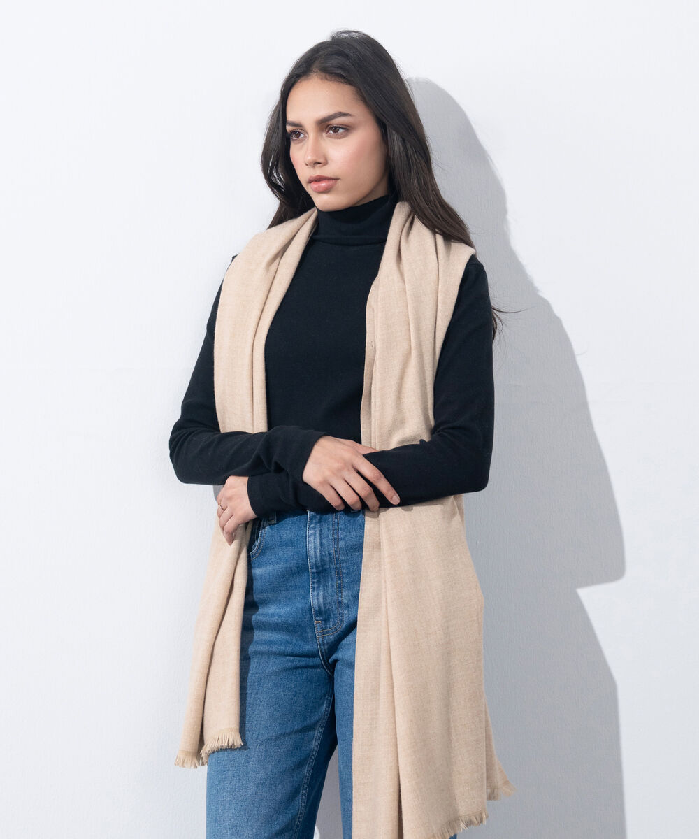 Women's Western Wear White Woollen Scarf