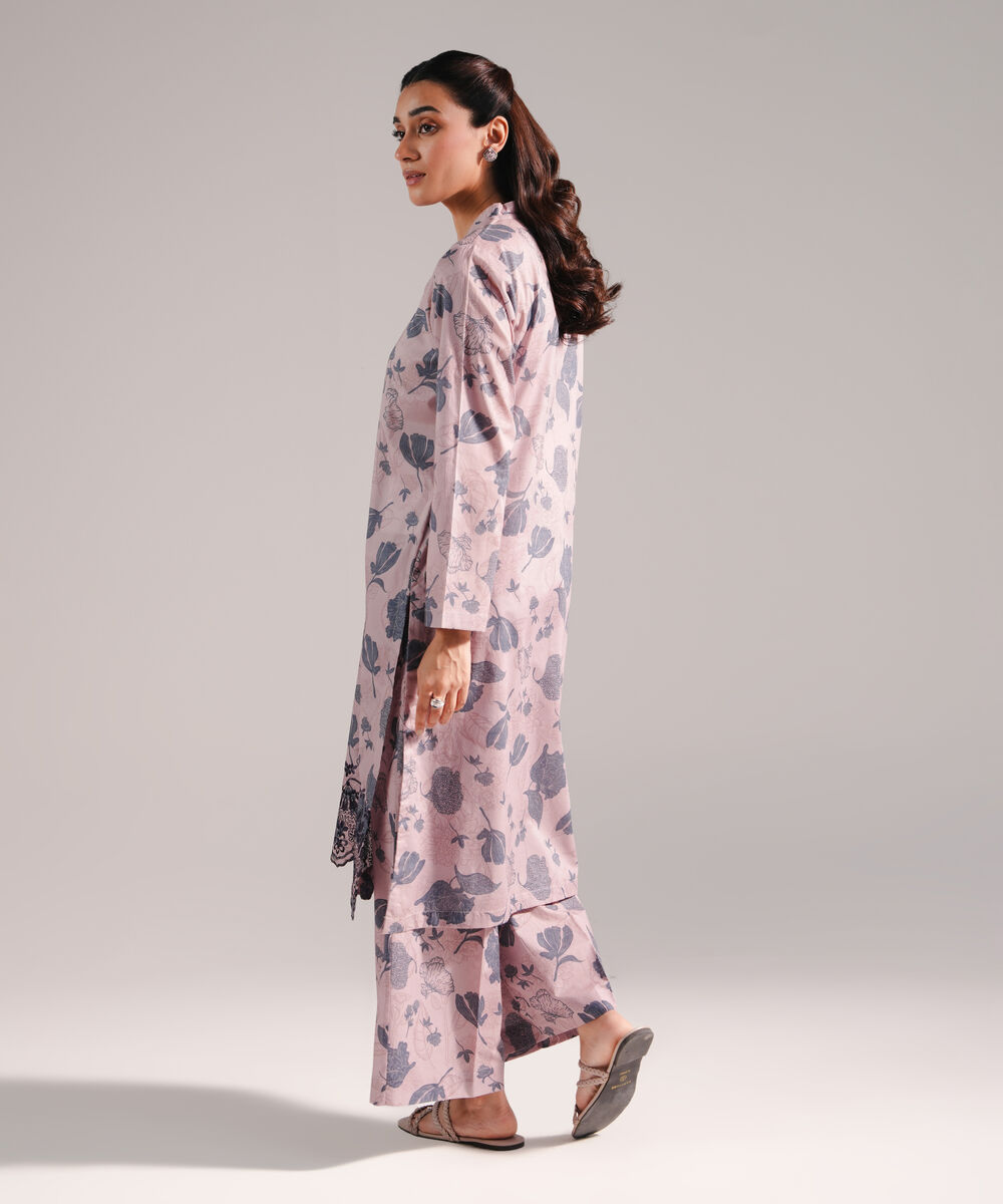 Women's RTW Lawn Embroidered Dusty Pink 2 Piece Suit