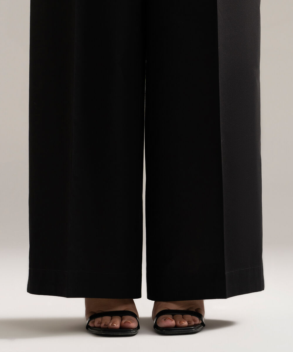 Women's RTW Cambric Solid Black Culottes