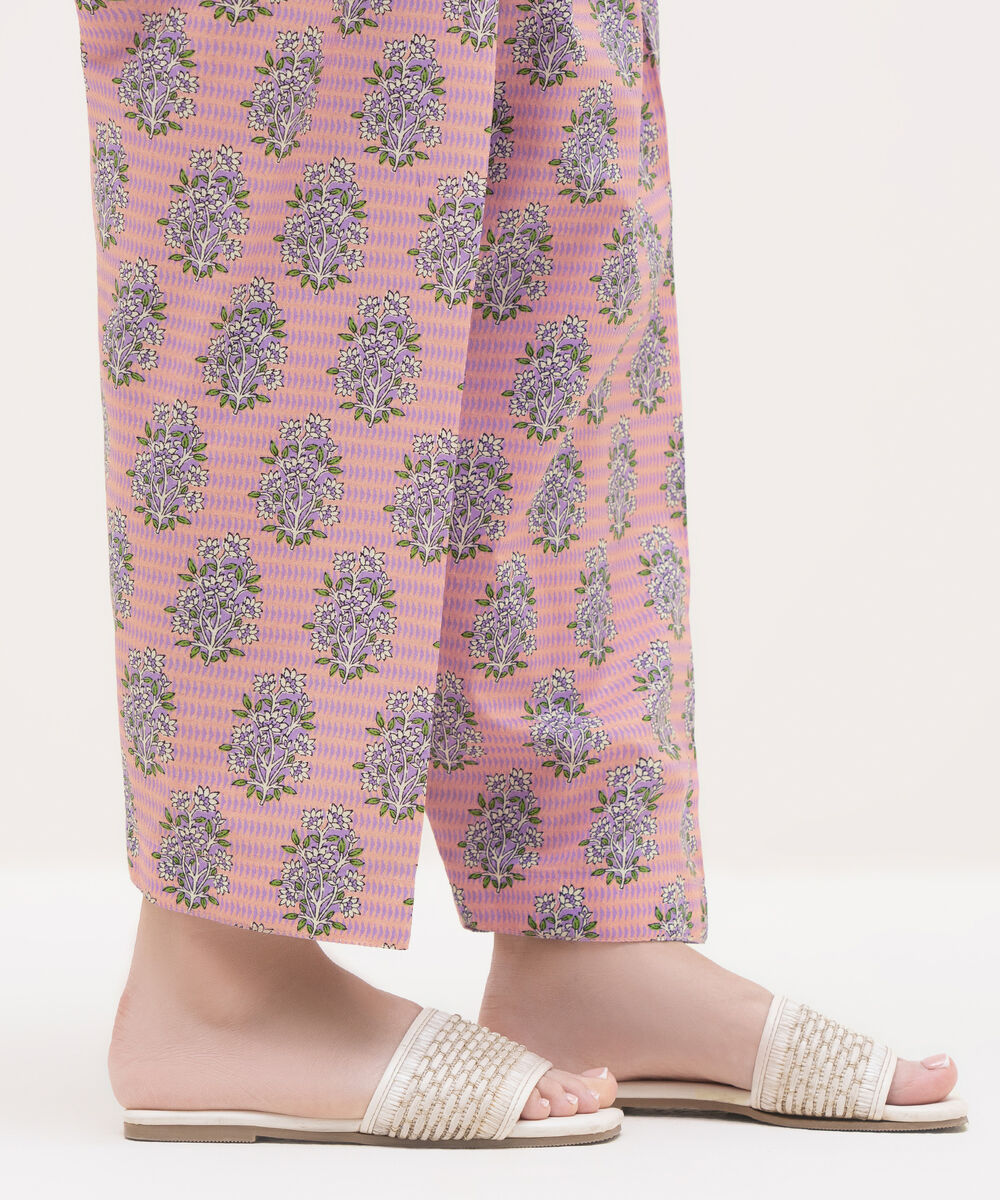 Women's RTW Textured Lawn Pink Printed Shalwar