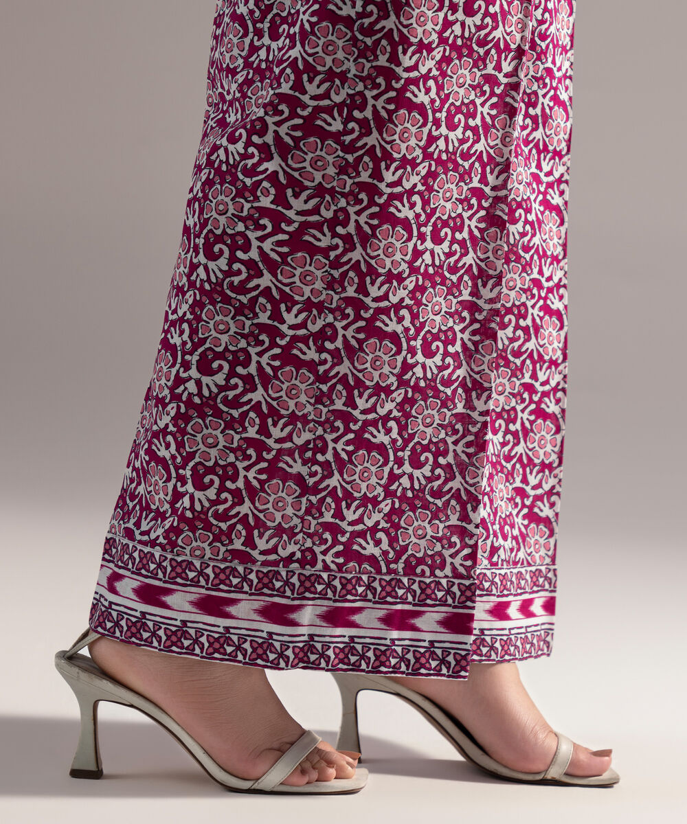 Women's RTW Crosshatch Printed Pink Culottes
