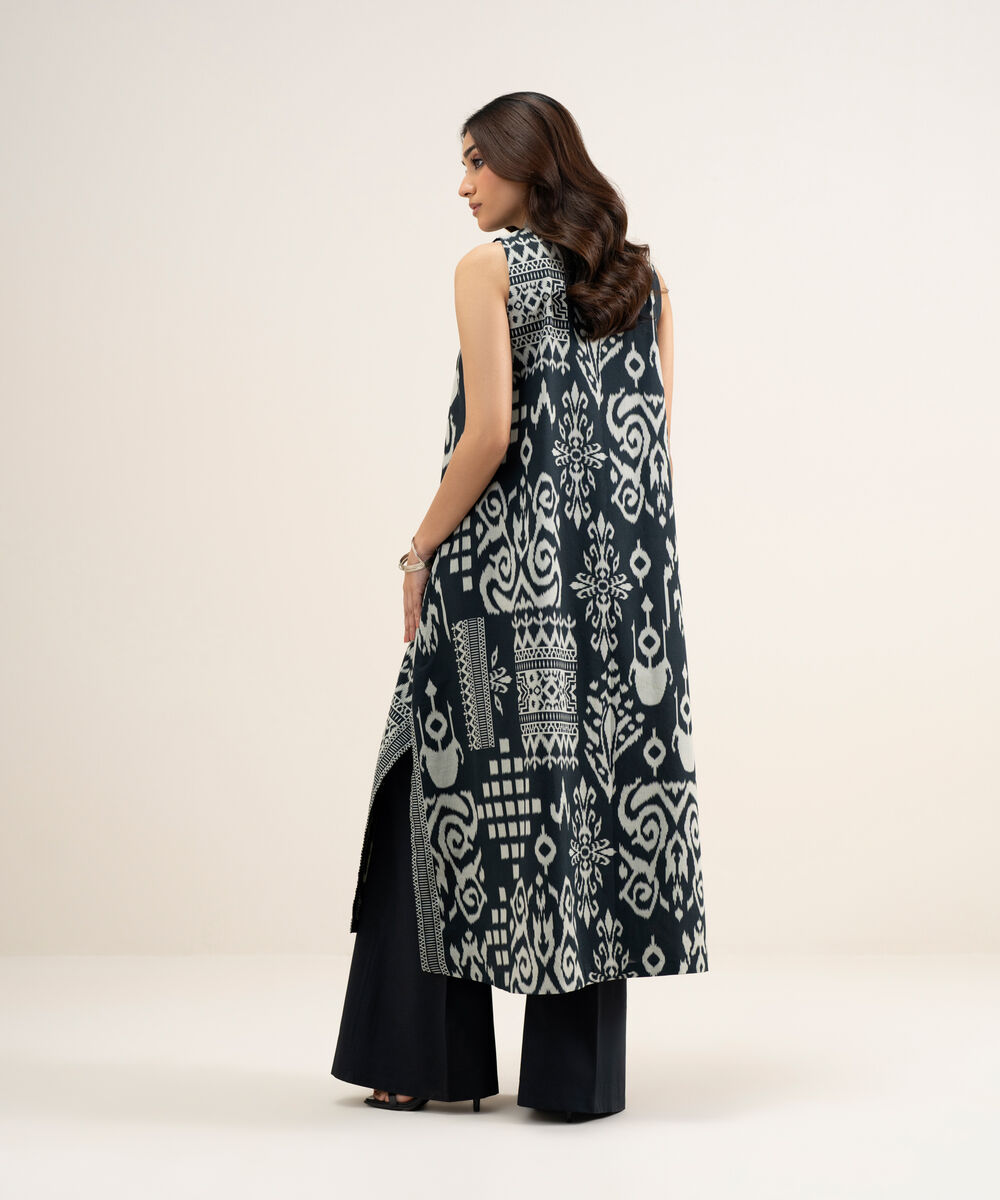 Women's Unstitched Lawn Printed Black Shirt