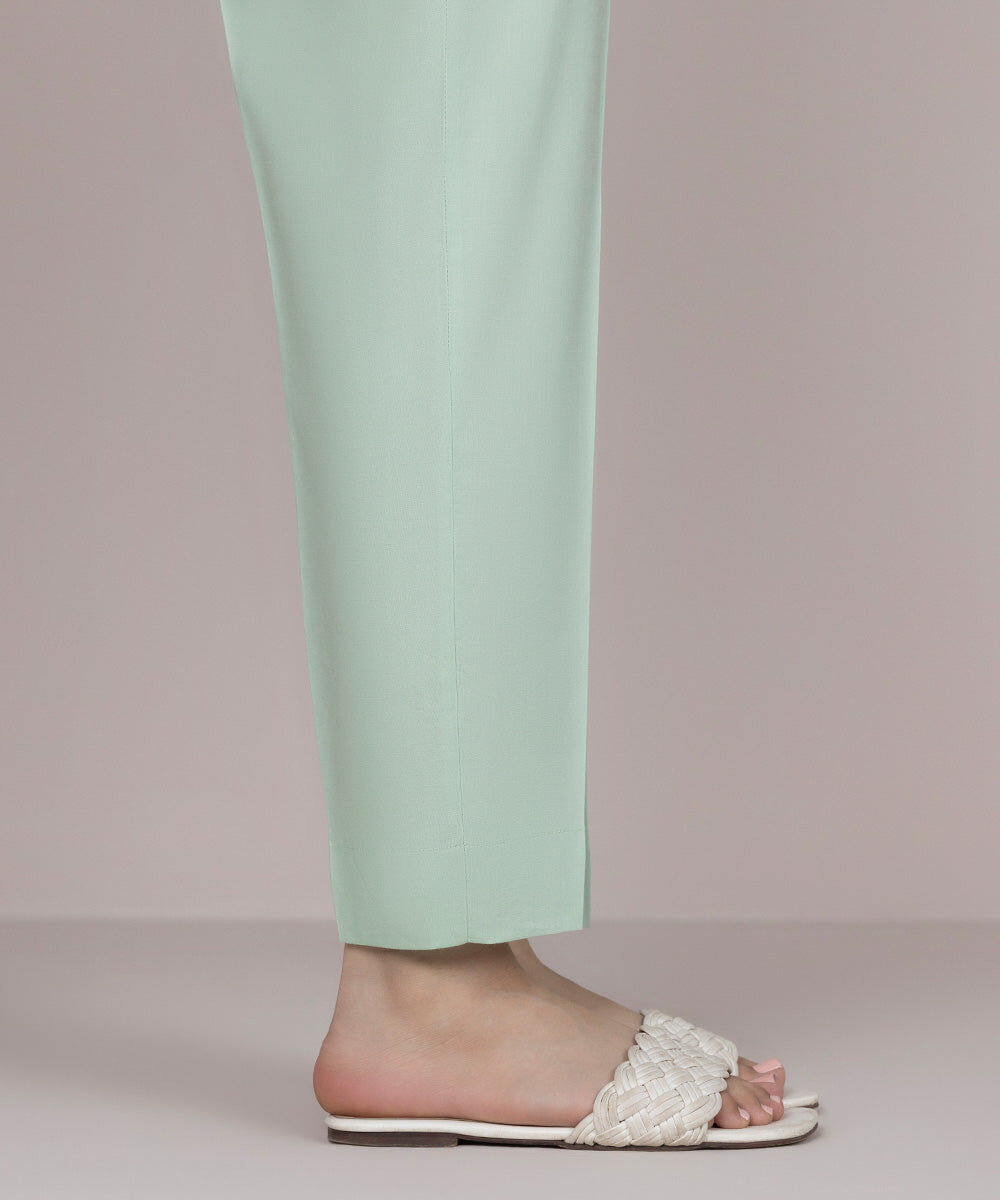 Women's Pret Cotton Green Printed Cigarette Pants