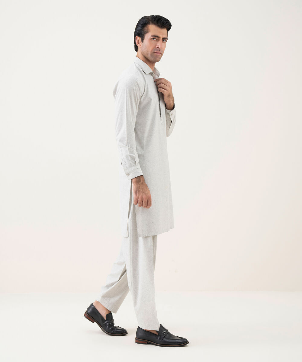 Men's Viscose Plain Beige Kameez Shalwar