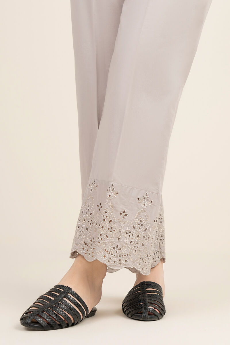 Embroidered Cambric Straight Pants