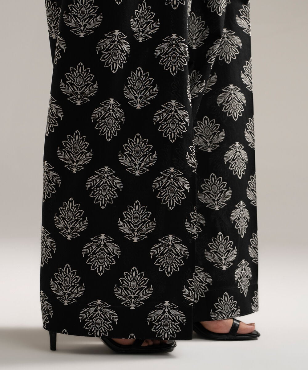 Women's RTW Cambric Printed Black Shalwar