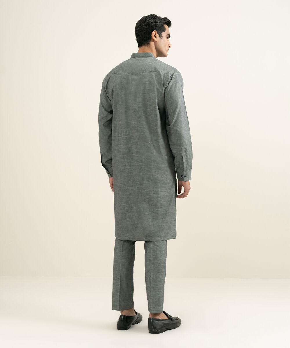 Men's sage Yarn Dyed Cotton Kurta Trouser