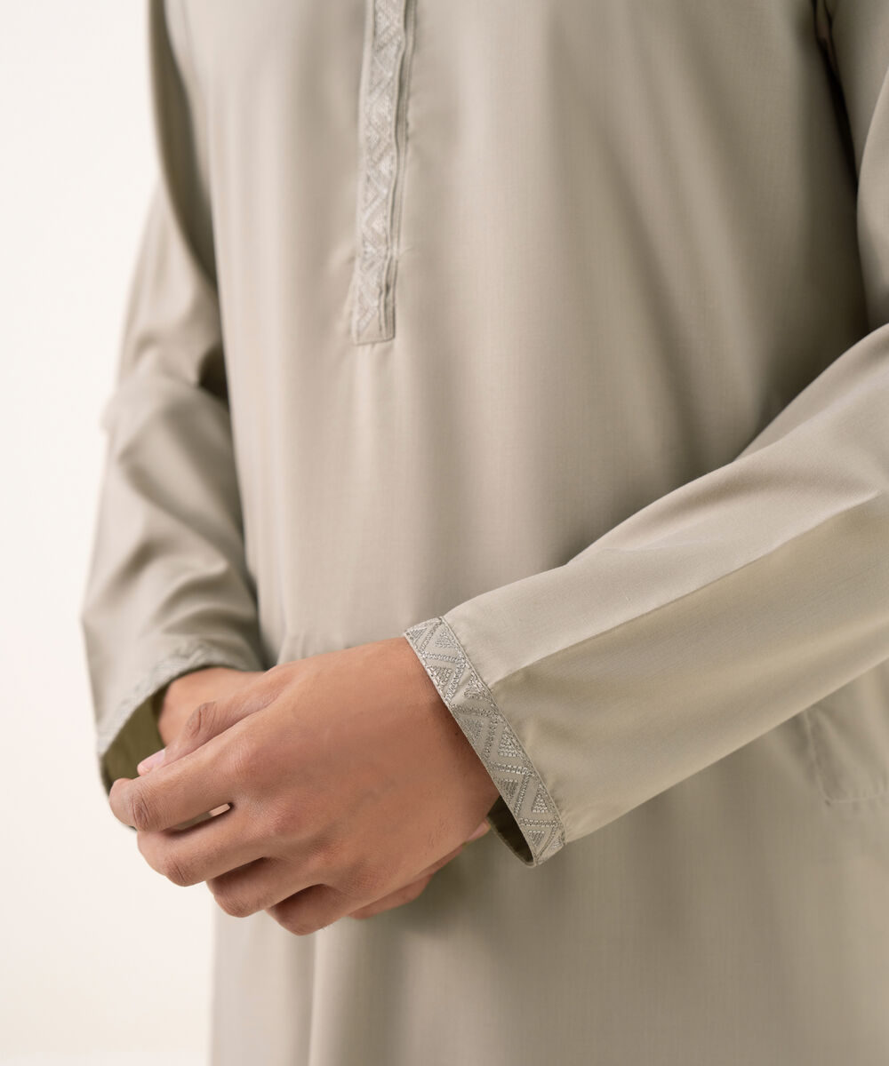 Men's 100% Cotton Plain Light Beige Kurta Shalwar