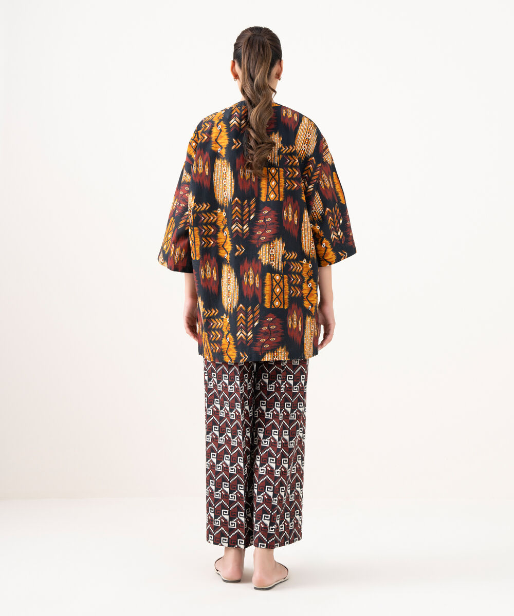 Women's RTW Light Khaddar Printed Black Boxy Shirt