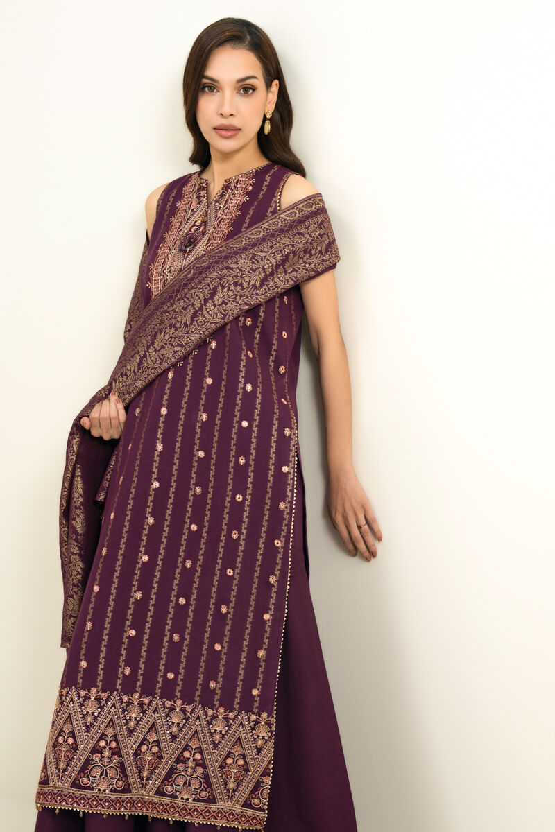 3 Piece - Embroidered Jacquard Suit