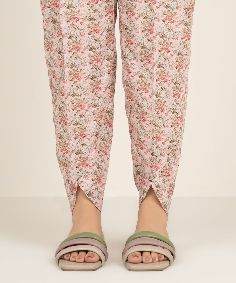 Women's RTW Cambric Printed Pink Skinny Shalwar