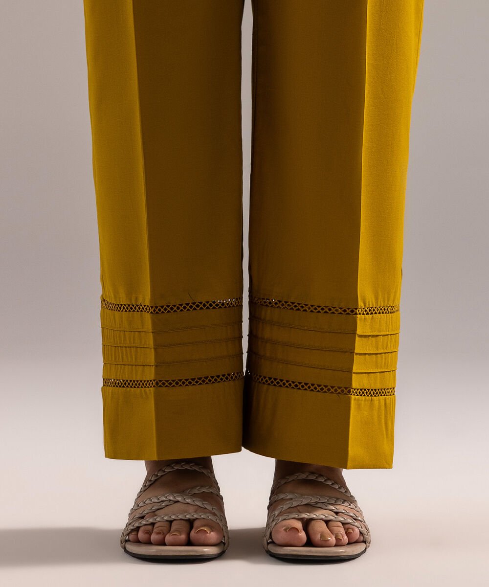 Women's RTW Cambric Solid Mustard Yellow Culottes
