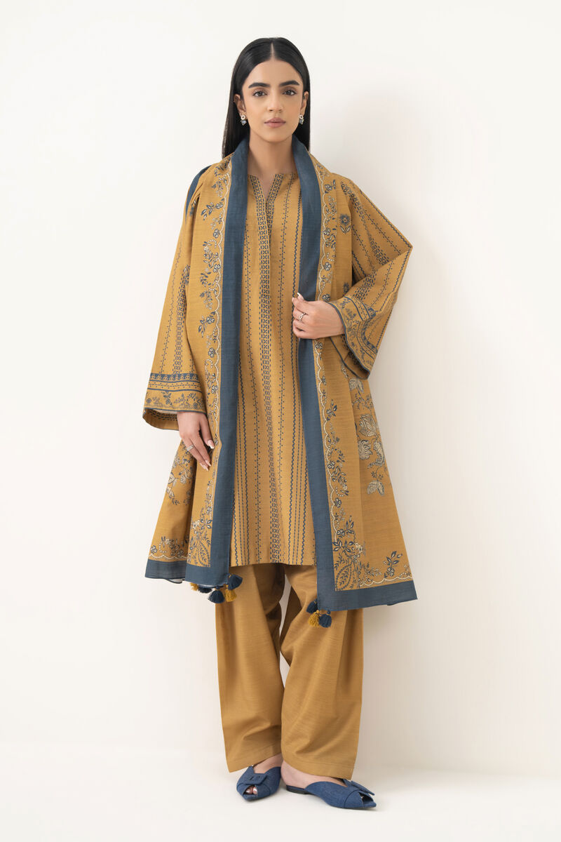 3 Piece - Printed Light Khaddar  Suit