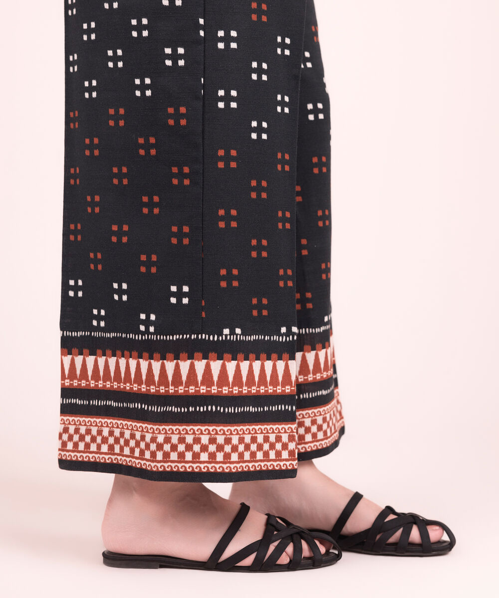 Women's RTW Khaddar Printed Black Culottes