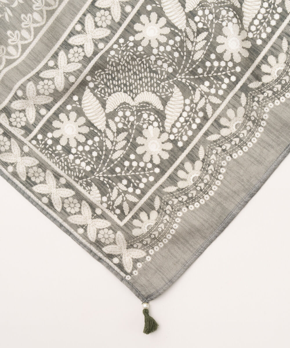 Light Khaddar Printed Grey Dupatta