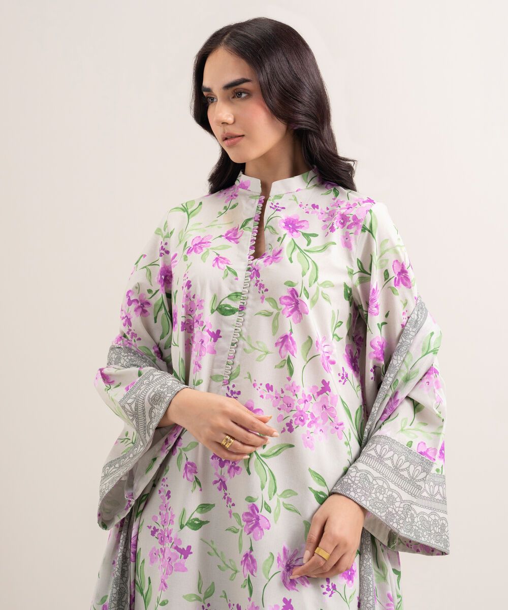 Women's Unstitched Lawn Printed Multi 3 Piece Suit
