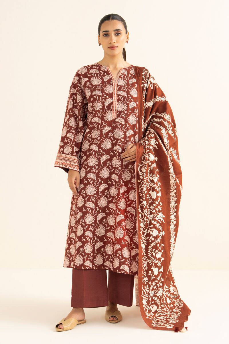3 Piece - Printed Light Khaddar Suit