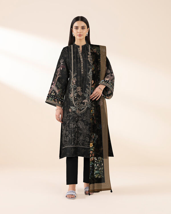 3 Piece - Digital Printed Embroidered Fine Lawn Suit