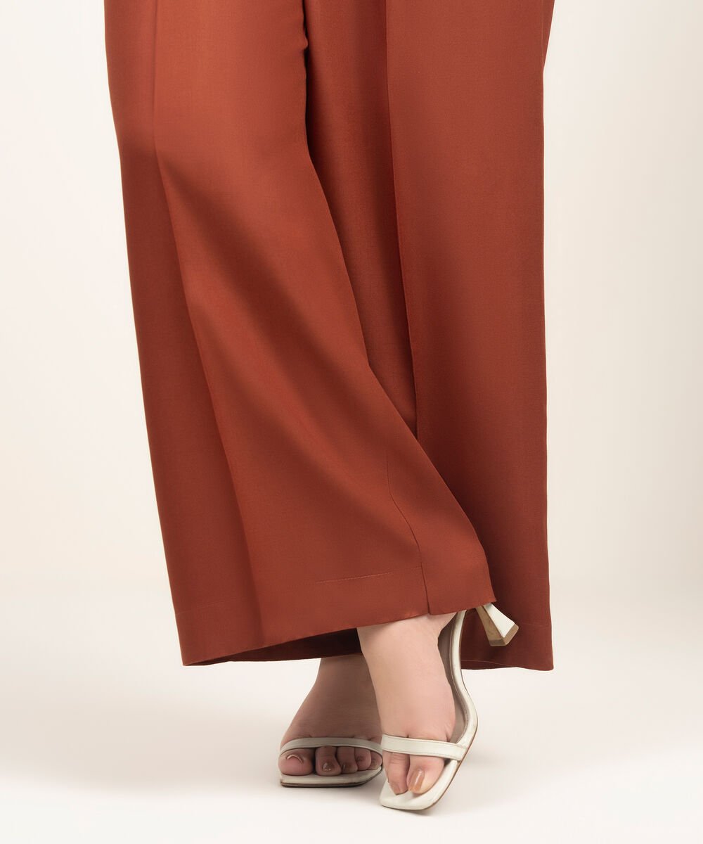Women's RTW Arabic Cambric Solid Brown Culottes