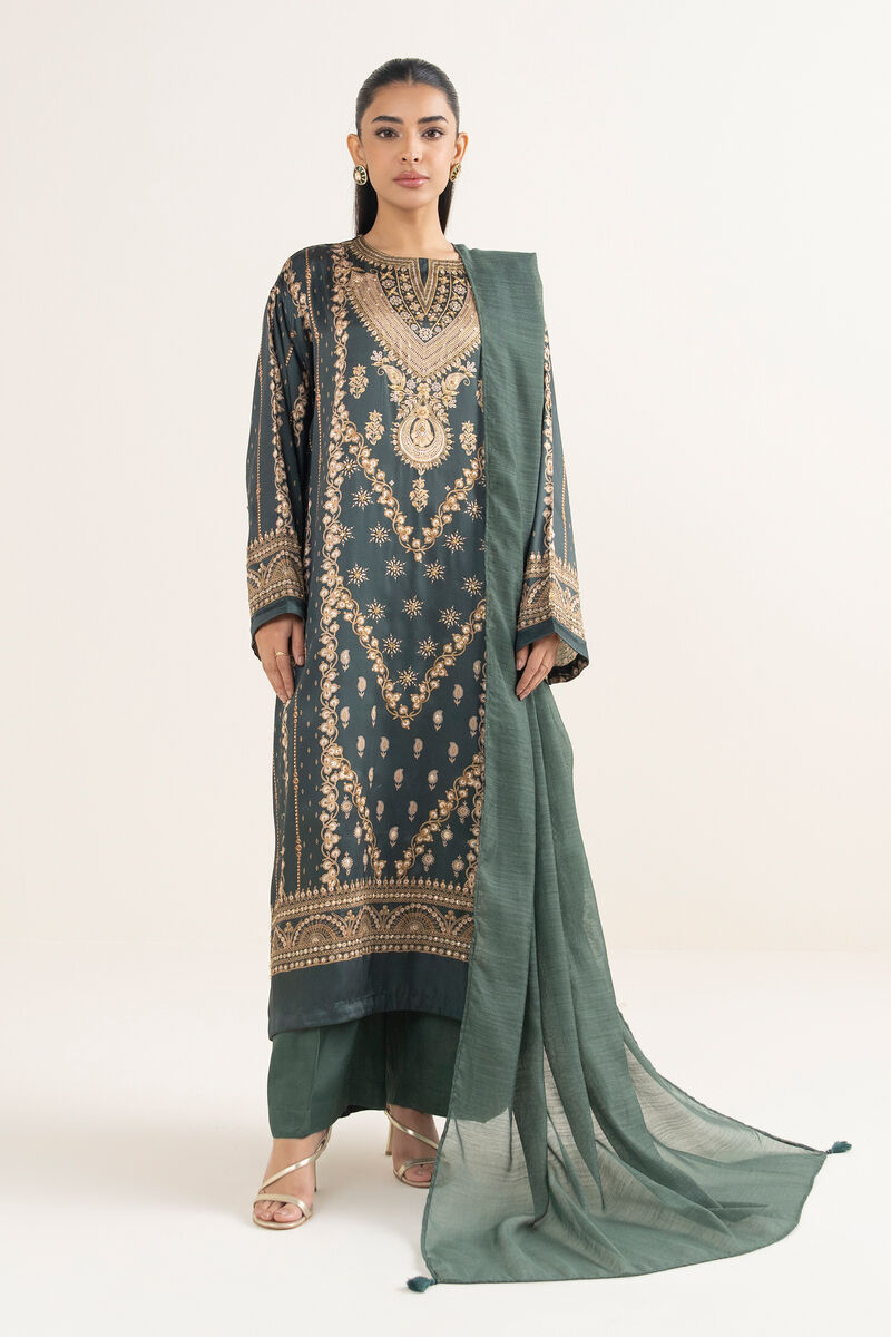 3 Piece - Embroidered Silk Suit